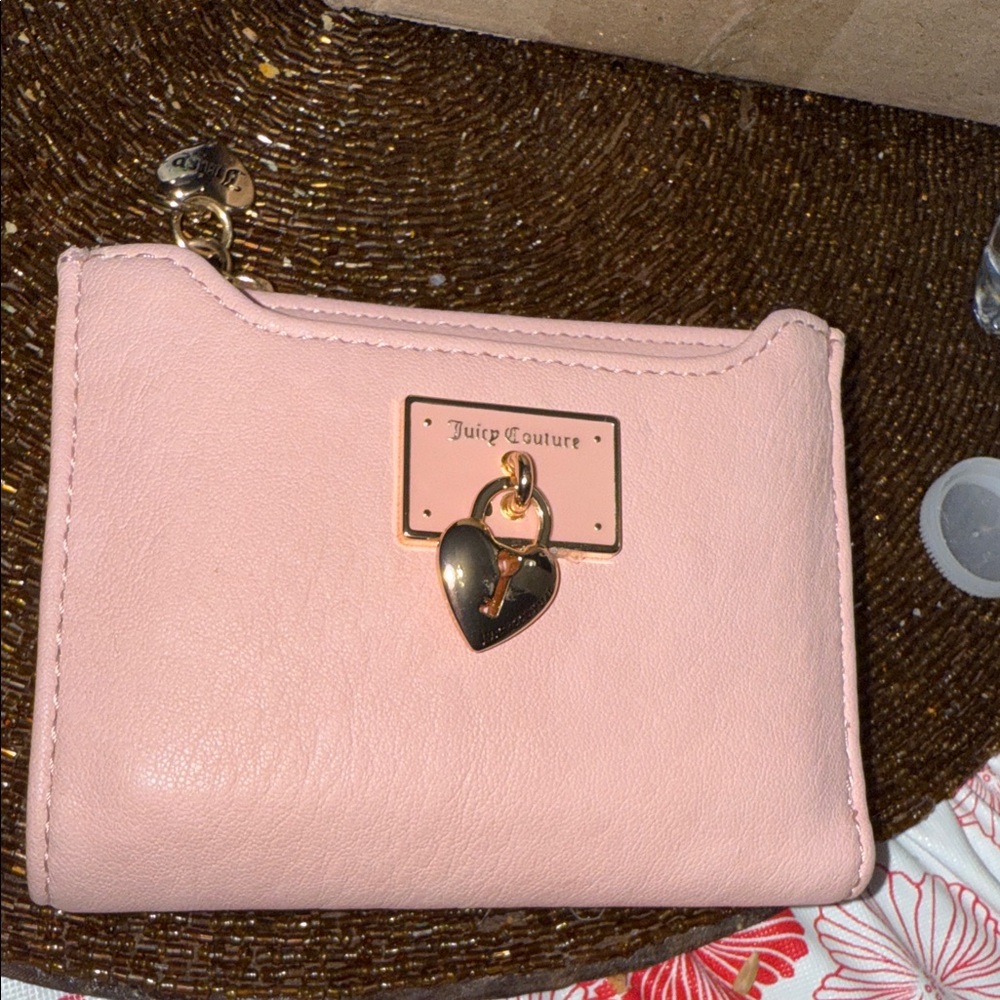 Juicy Couture Blush Pink Wallet with Gold Heart Charm